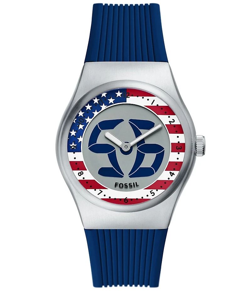Fossil Unisex World Flags Big Tic Ana-Digi Silicone Strap Watch