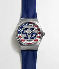 Fossil Unisex World Flags Big Tic Ana-Digi Silicone Strap Watch