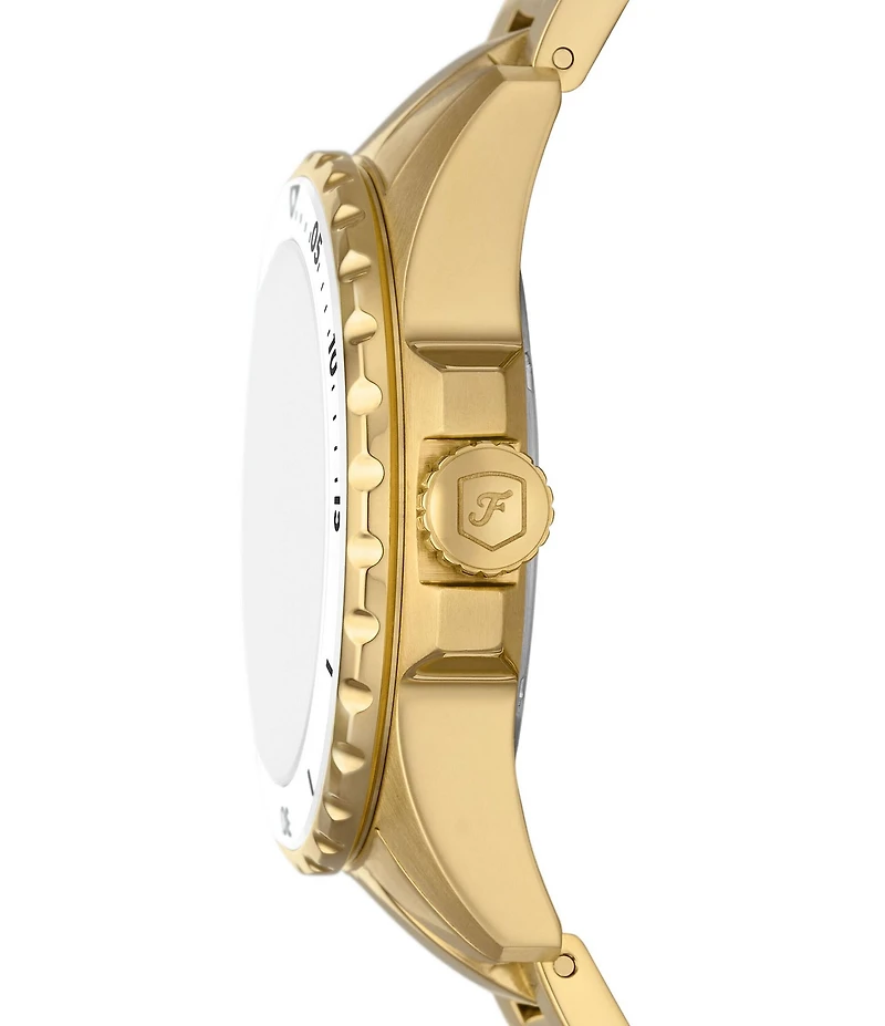 Fossil Women's Blue Dive Three-Hand Date Gold Tone Stainless Steel Bracelet Watch
