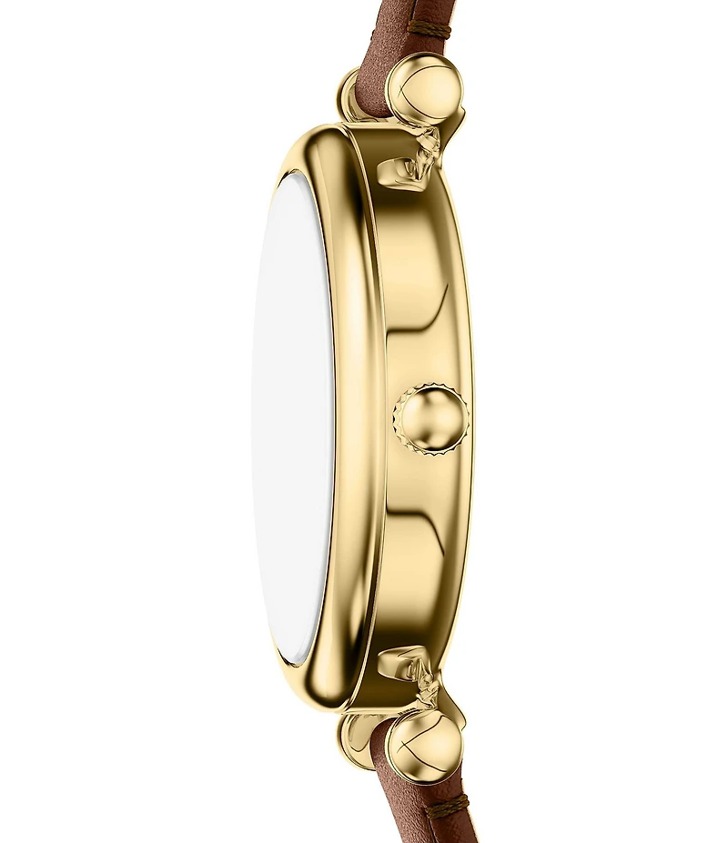 Fossil Women's Carlie Quartz Three Hand Brown Leather Strap Watch