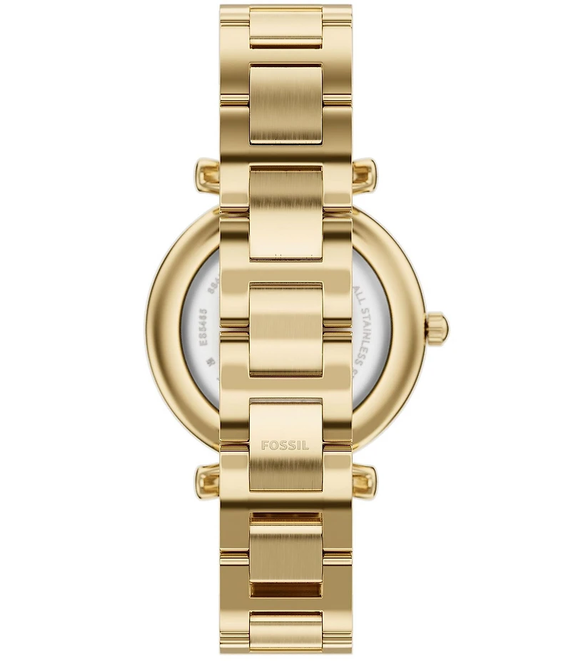 Fossil Women's Carlie Quartz Three Hand Gold Tone Stainless Steel Bracelet Watch