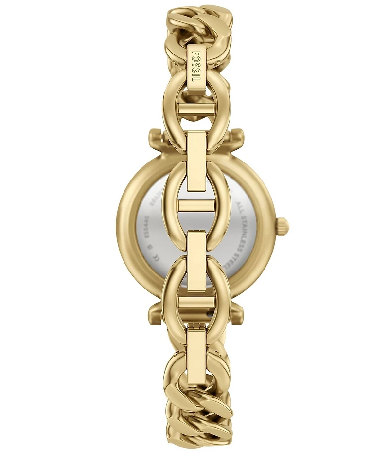 Fossil Women's Carlie Three-Hand Analog Stainless Steel Curb Chain Bracelet Watch
