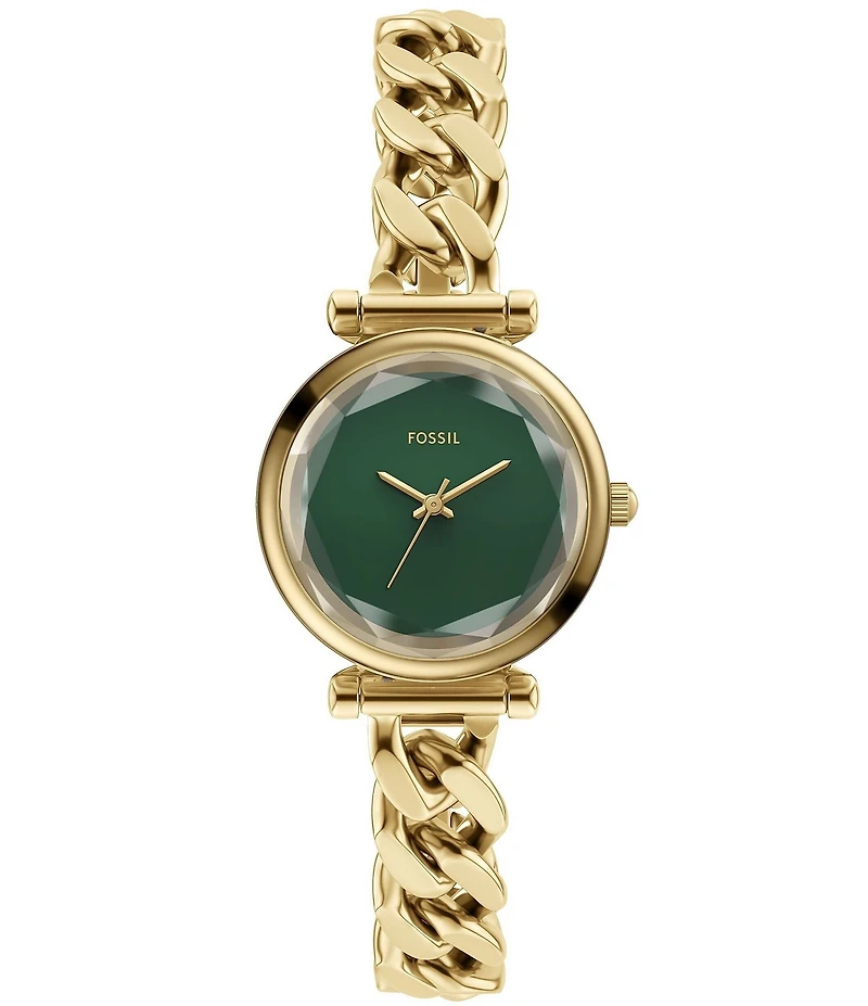 Fossil Women's Carlie Three-Hand Analog Stainless Steel Curb Chain Bracelet Watch