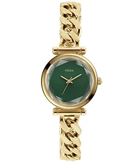 Fossil Women's Carlie Three-Hand Analog Stainless Steel Curb Chain Bracelet Watch