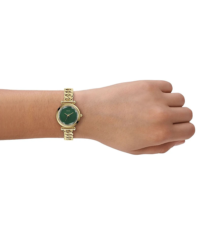 Fossil Women's Carlie Three-Hand Analog Stainless Steel Curb Chain Bracelet Watch
