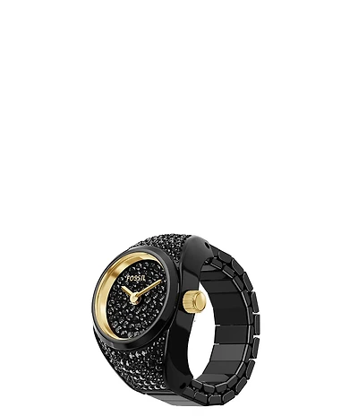 Fossil Women's Carlie Three-Hand Pave Stainless Steel Ring Watch