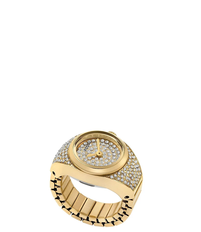 Fossil Women's Carlie Three-Hand Pave Stainless Steel Ring Watch