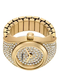Fossil Women's Carlie Three-Hand Pave Stainless Steel Ring Watch