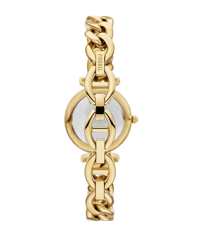 Fossil Women's Carlie Three-Hand Gold-Tone Stainless Steel Watch and Bracelet Set