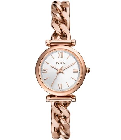 Fossil Women's Carlie Three-Hand Stainless Steel Chain Bracelet Watch