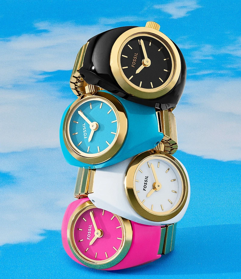 Fossil Women's Enamel Plated Stainless Steel Ring Watch