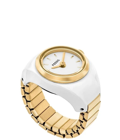 Fossil Women's Enamel Plated Stainless Steel Ring Watch