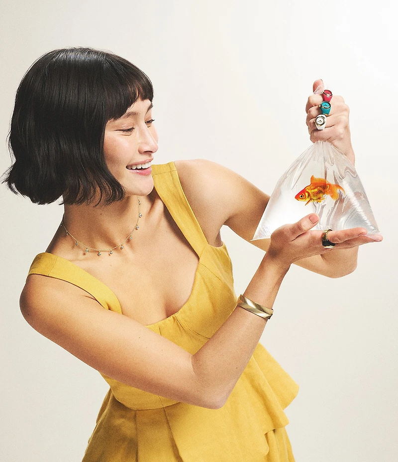 Fossil Women's Enamel Plated Stainless Steel Ring Watch