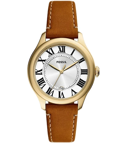 Fossil Women's Gilmore Three-Hand Medium Brown Leather Strap Watch