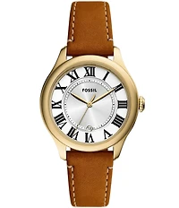 Fossil Women's Gilmore Three-Hand Medium Brown Leather Strap Watch