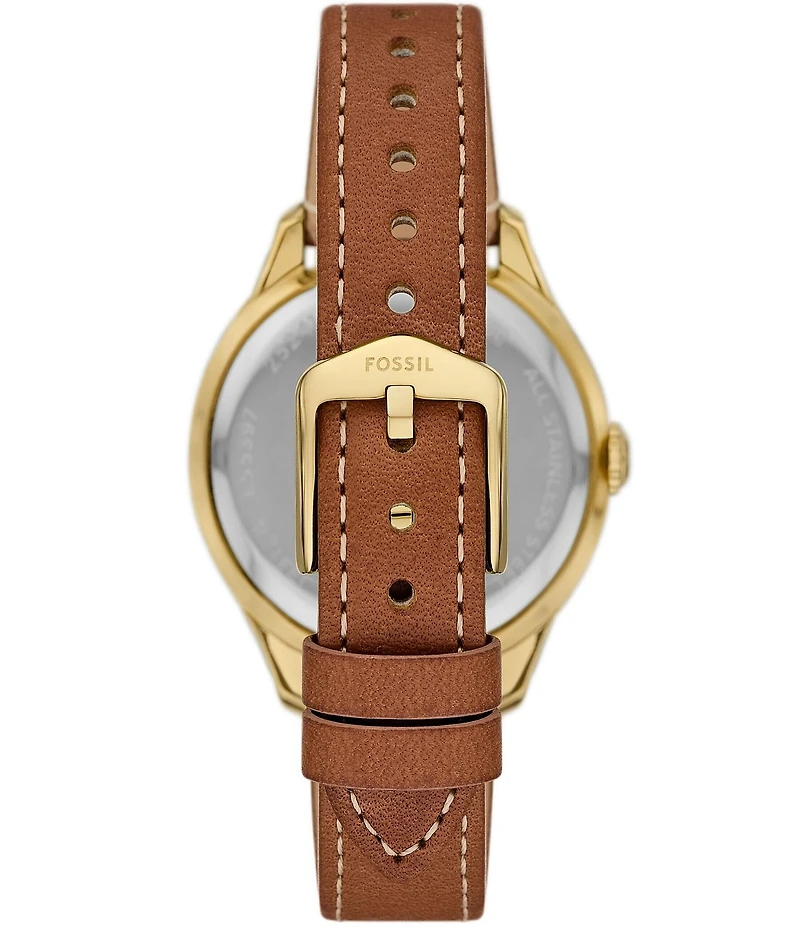 Fossil Women's Gilmore Three-Hand Medium Brown Leather Strap Watch