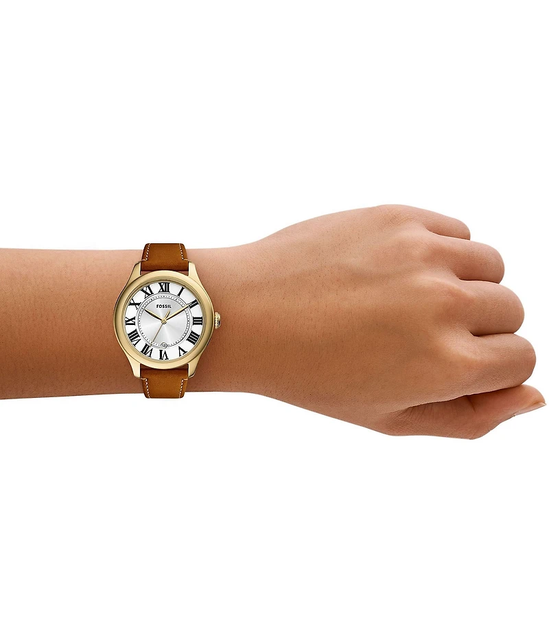 Fossil Women's Gilmore Three-Hand Medium Brown Leather Strap Watch