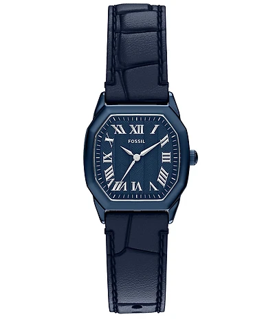 Fossil Women's Harlow Quartz Three-Hand Navy Leather Strap Watch