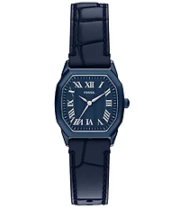 Fossil Women's Harlow Quartz Three-Hand Navy Leather Strap Watch
