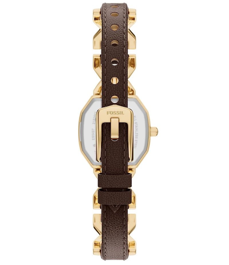 Fossil Women's Harlow Three-Hand Black Leather and Gold-Tone Stainless Steel Watch