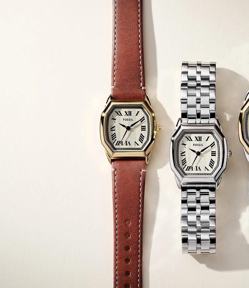 Fossil Women's Harlow Three-Hand Leather Strap Watch