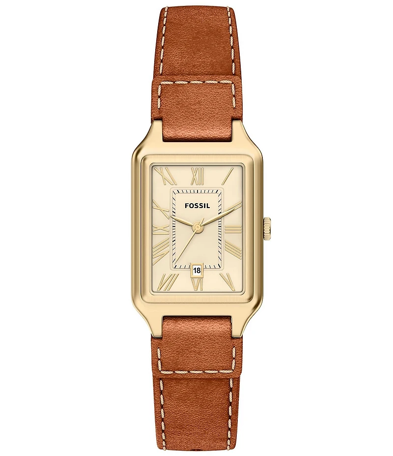 Fossil Women's Raquel Quartz Three-Hand Date Leather Strap Watch