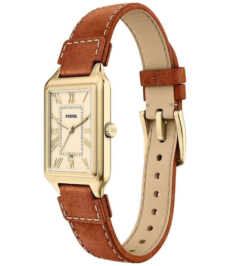 Fossil Women's Raquel Quartz Three-Hand Date Leather Strap Watch