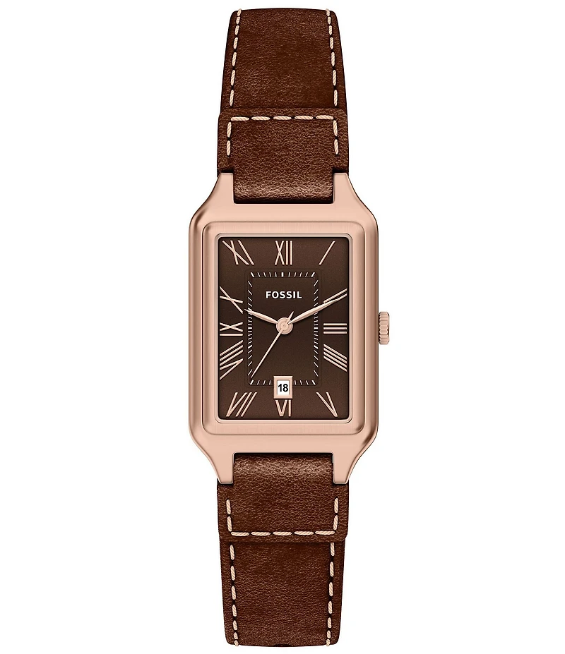 Fossil Women's Raquel Quartz Three-Hand Date Leather Strap Watch