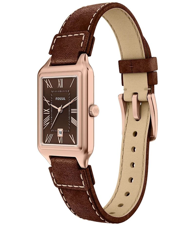 Fossil Women's Raquel Quartz Three-Hand Date Leather Strap Watch