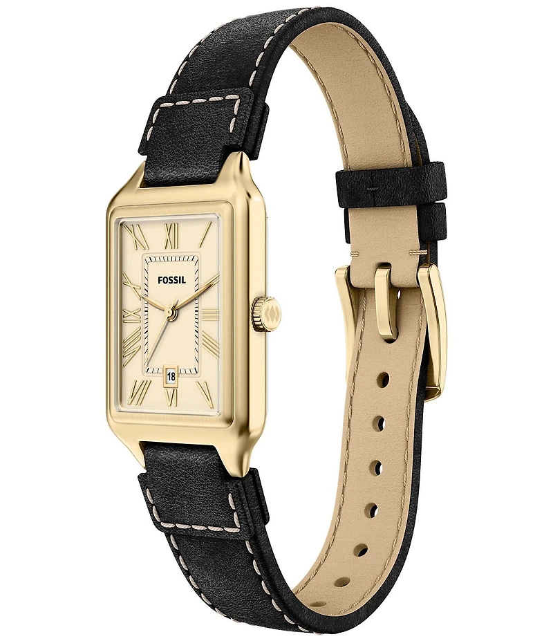 Fossil Women's Raquel Quartz Three-Hand Date Leather Strap Watch