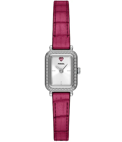 Fossil Women's Raquel Quartz Three-Hand Pink Croco Leather Strap Watch