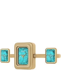 Fossil Women's Raquel Quartz Two Hand Gold Tone Stainless Steel Ring Watch