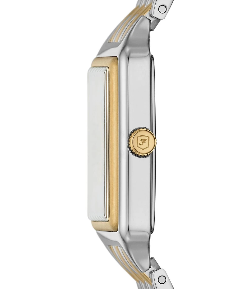 Fossil Women's Raquel Three-Hand Date Two Tone Stainless Steel Rectangular Bracelet Watch