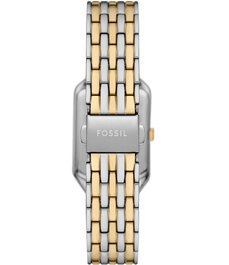 Fossil Women's Raquel Three-Hand Date Two Tone Stainless Steel Rectangular Bracelet Watch