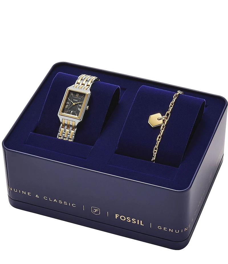 Fossil Women's Raquel Three-Hand Two-Tone Stainless Steel Bracelet Watch and Bracelet Set