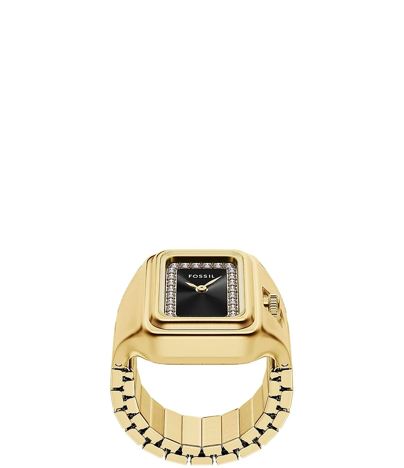 Fossil Women's Raquel Two-Hand Stone Stainless Steel Ring Watch