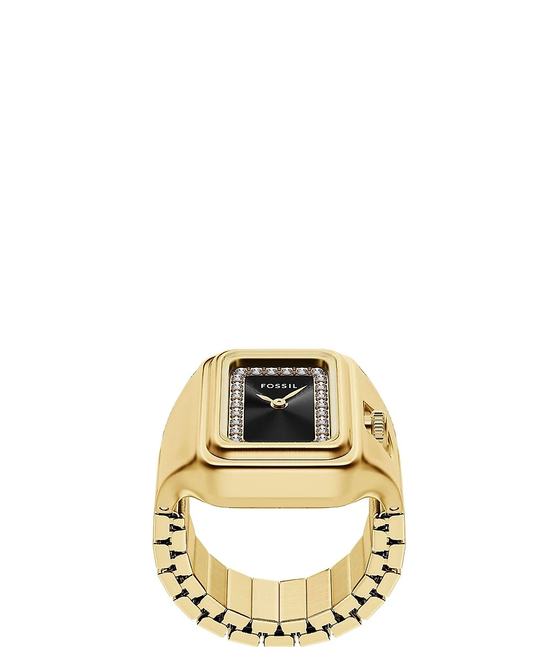 Fossil Women's Raquel Two-Hand Stone Stainless Steel Ring Watch