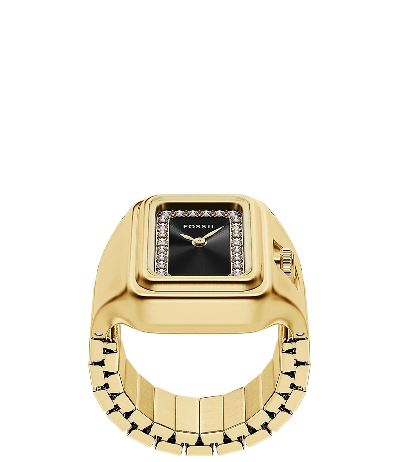 Fossil Women's Raquel Two-Hand Stone Stainless Steel Ring Watch