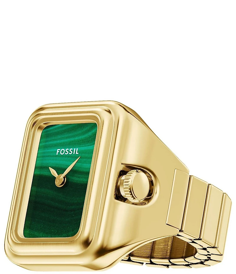 Fossil Women's Raquel Two-Hand Stone Dial Stainless Steel Ring Watch