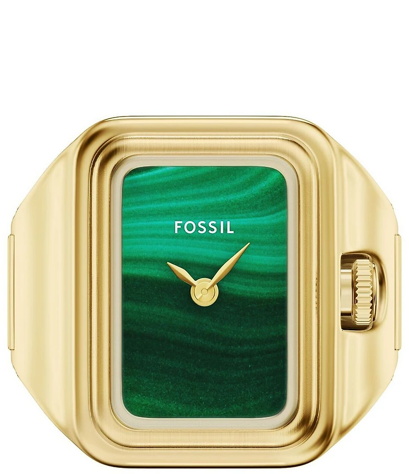 Fossil Women's Raquel Two-Hand Stone Dial Stainless Steel Ring Watch