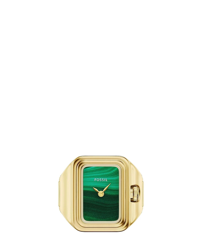 Fossil Women's Raquel Two-Hand Stone Dial Stainless Steel Ring Watch