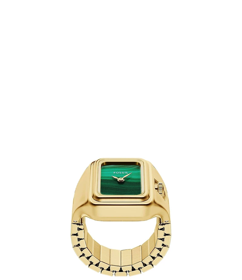 Fossil Women's Raquel Two-Hand Stone Dial Stainless Steel Ring Watch