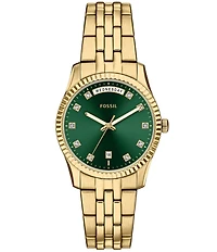 Fossil Women's Scarlette Quartz Three Hand Day Date Stainless Steel Bracelet Watch