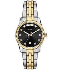 Fossil Women's Scarlette Quartz Three Hand Day Date Stainless Steel Bracelet Watch