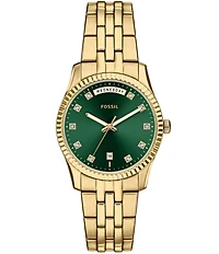 Fossil Women's Scarlette Quartz Three Hand Day Date Stainless Steel Bracelet Watch