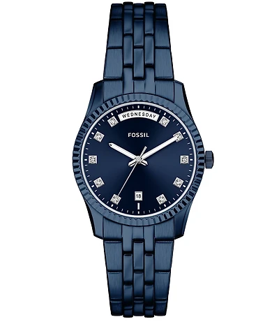 Fossil Women's Scarlette Quartz Three-Hand Navy Stainless Steel Bracelet Watch