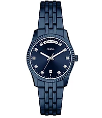 Fossil Women's Scarlette Quartz Three-Hand Navy Stainless Steel Bracelet Watch