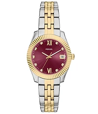 Fossil Women's Scarlette Three-Hand Two-Tone Stainless Steel Bracelet Watch