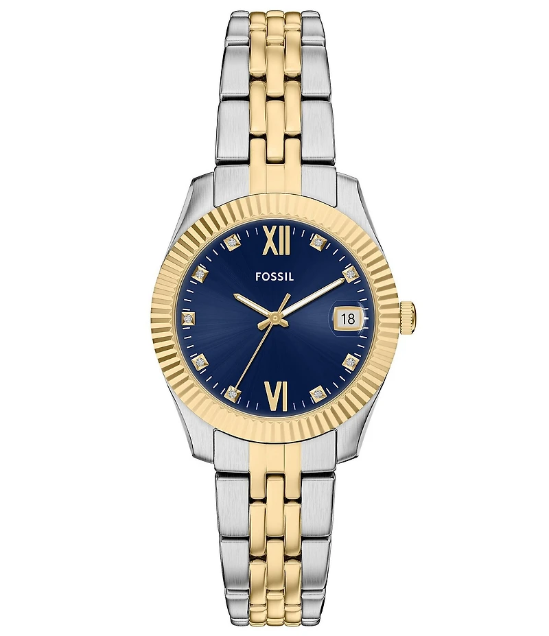 Fossil Women's Scarlette Three-Hand Two-Tone Stainless Steel Bracelet Watch