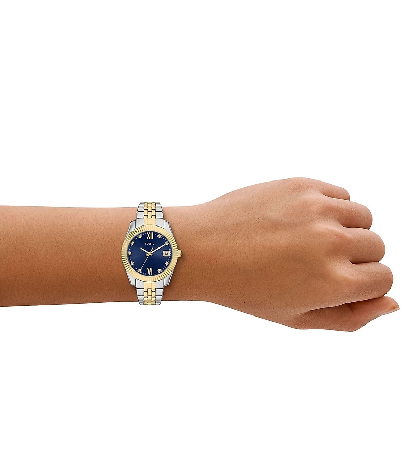 Fossil Women's Scarlette Three-Hand Two-Tone Stainless Steel Bracelet Watch